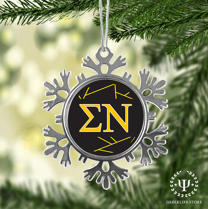 Sigma Nu Christmas Ornament - Snowflake Metal