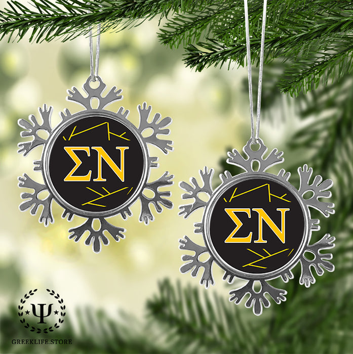 Sigma Nu Christmas Ornament - Snowflake Metal