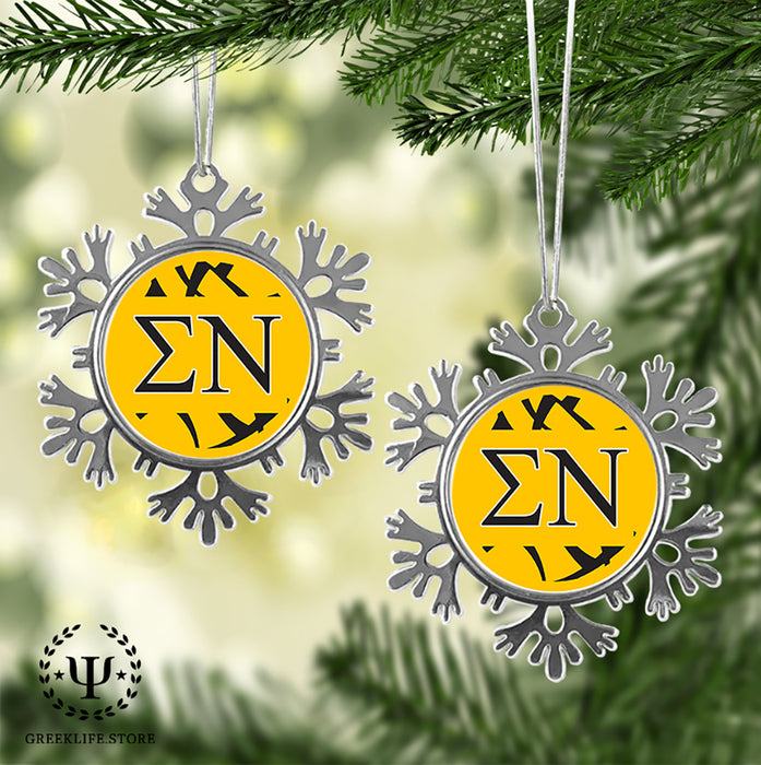 Sigma Nu Christmas Ornament - Snowflake Metal