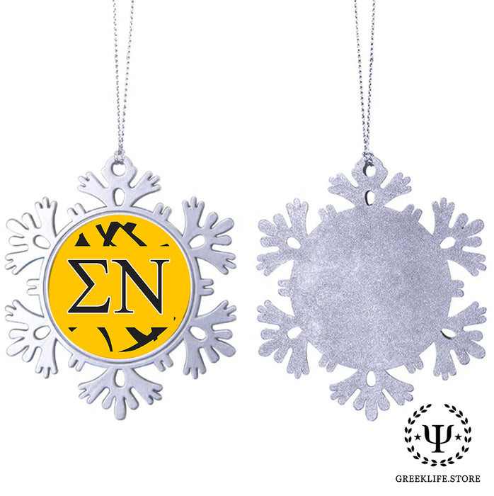 Sigma Nu Christmas Ornament - Snowflake Metal