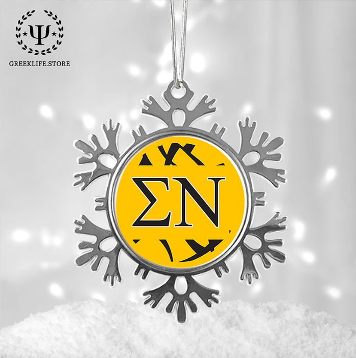 Sigma Nu Christmas Ornament - Snowflake Metal