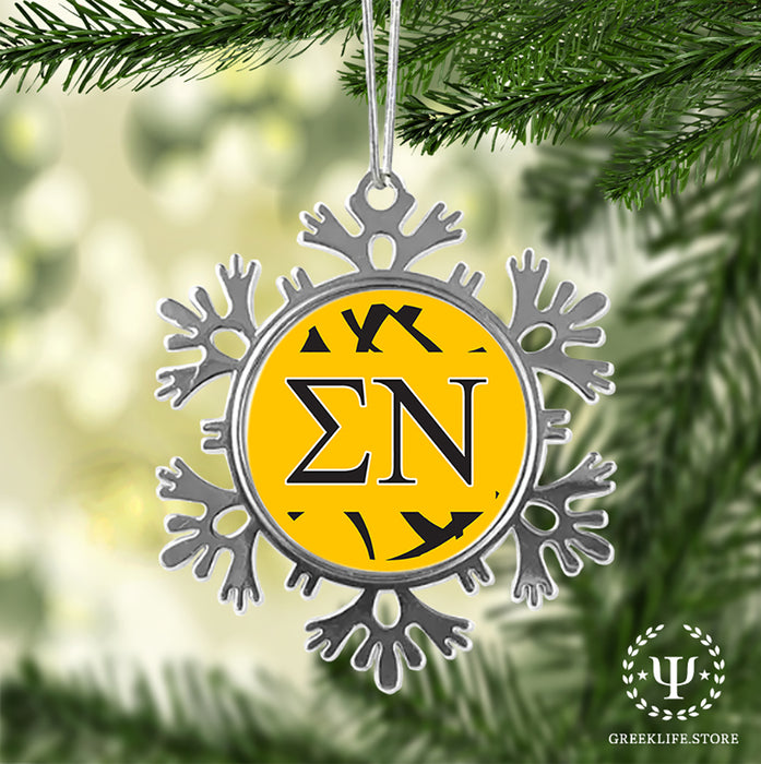 Sigma Nu Christmas Ornament - Snowflake Metal
