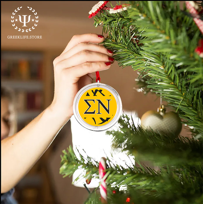 Sigma Nu Christmas Reversible Flat Round Ornament