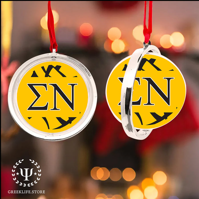Sigma Nu Christmas Reversible Flat Round Ornament