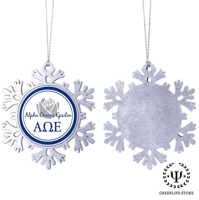 Alpha Omega Epsilon Christmas Ornament - Snowflake Metal