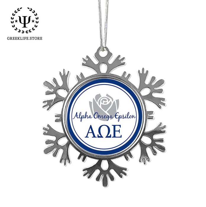 Alpha Omega Epsilon Christmas Ornament - Snowflake Metal
