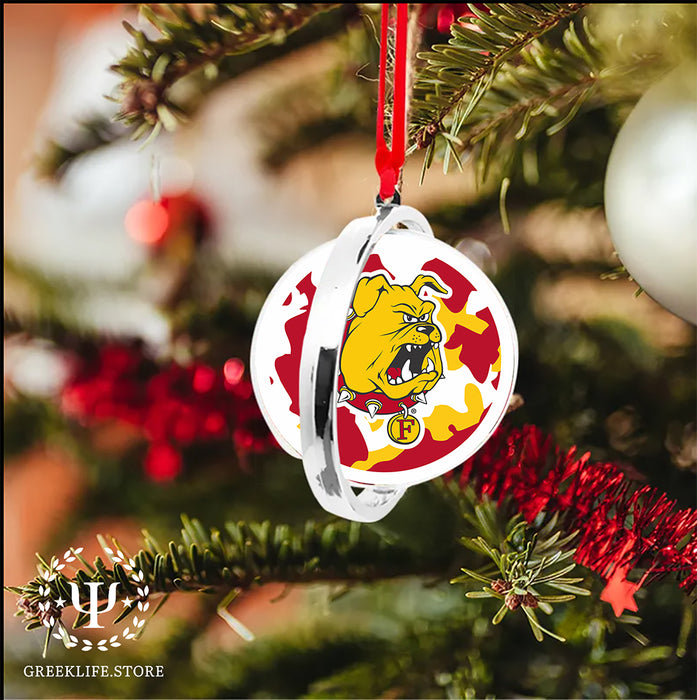 Ferris State University Christmas Reversible Flat Round Ornament