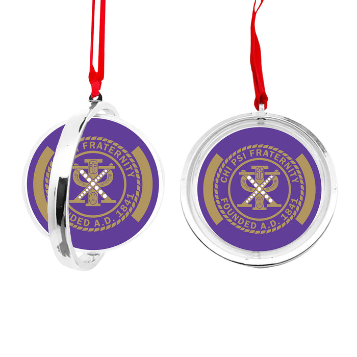 Chi Psi Christmas Reversible Flat Round Ornament