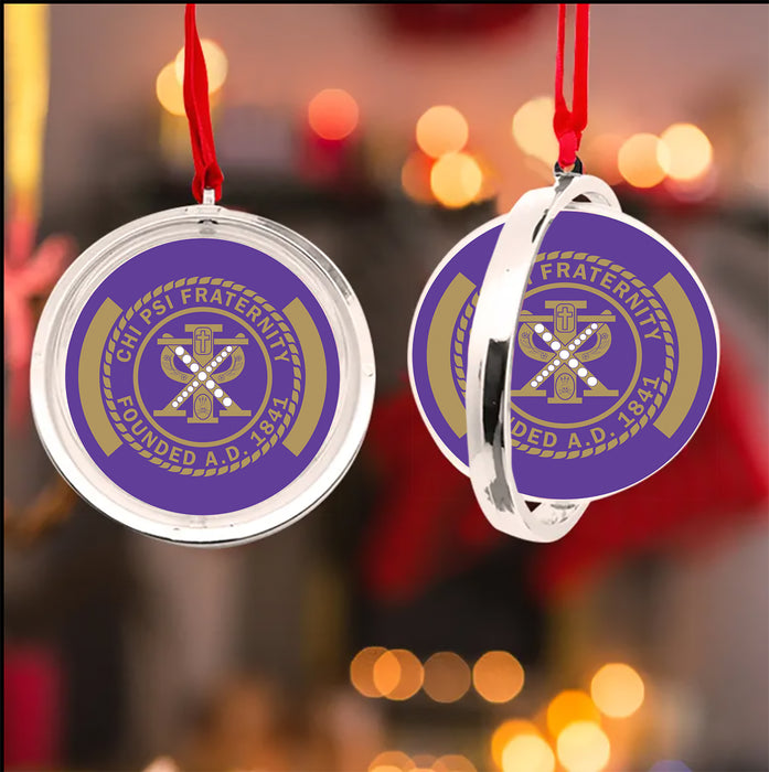 Chi Psi Christmas Reversible Flat Round Ornament