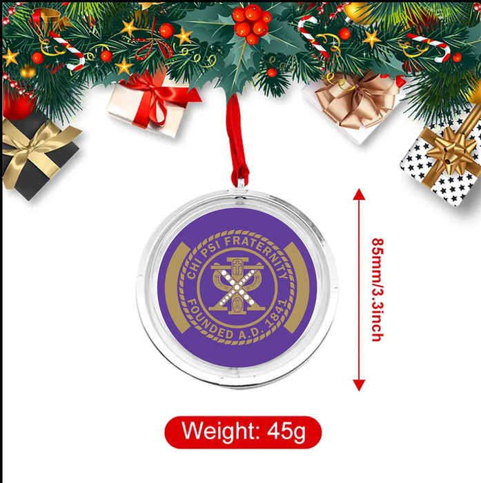 Chi Psi Christmas Reversible Flat Round Ornament