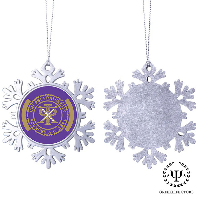 Chi Psi Christmas Ornament - Snowflake Metal