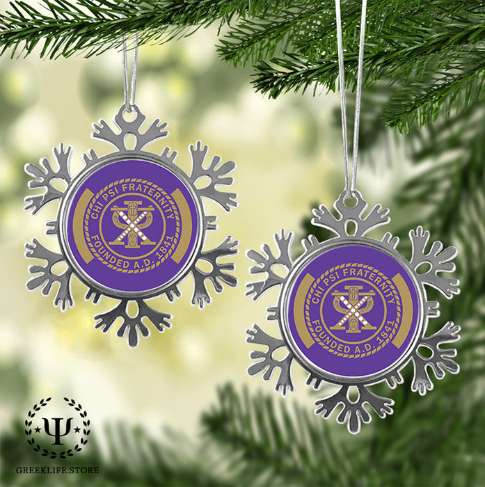 Chi Psi Christmas Ornament - Snowflake Metal
