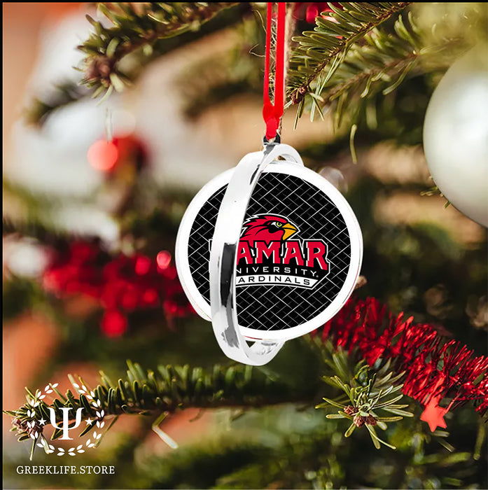 Lamar University Christmas Reversible Flat Round Ornament
