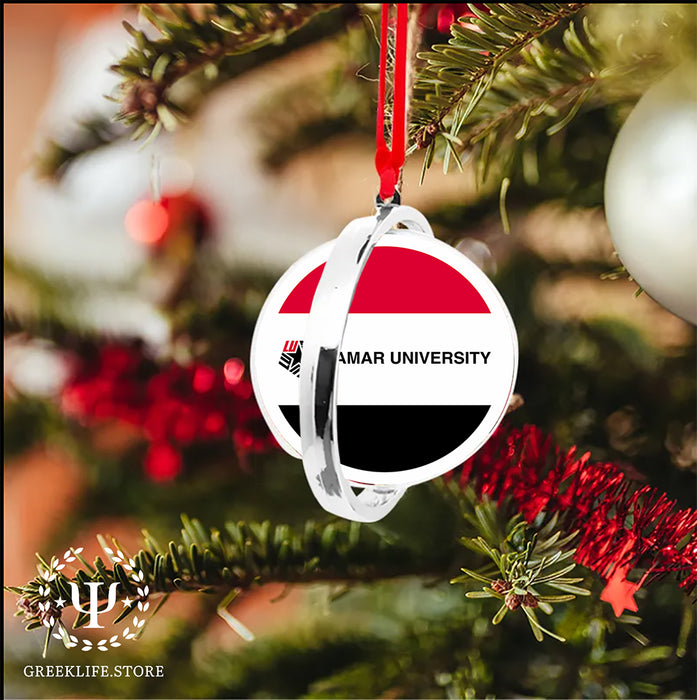 Lamar University Christmas Reversible Flat Round Ornament