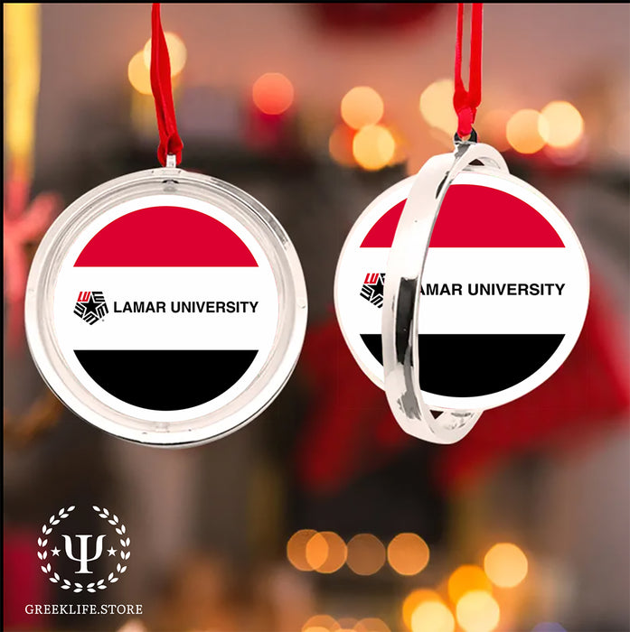 Lamar University Christmas Reversible Flat Round Ornament
