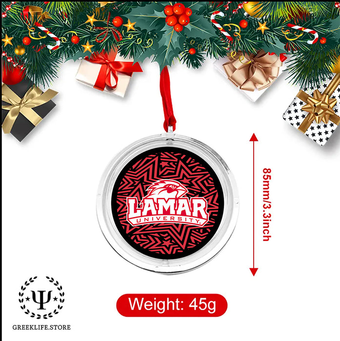 Lamar University Christmas Reversible Flat Round Ornament