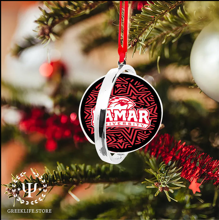 Lamar University Christmas Reversible Flat Round Ornament