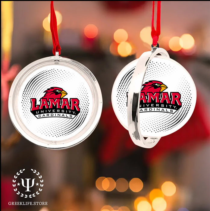 Lamar University Christmas Reversible Flat Round Ornament