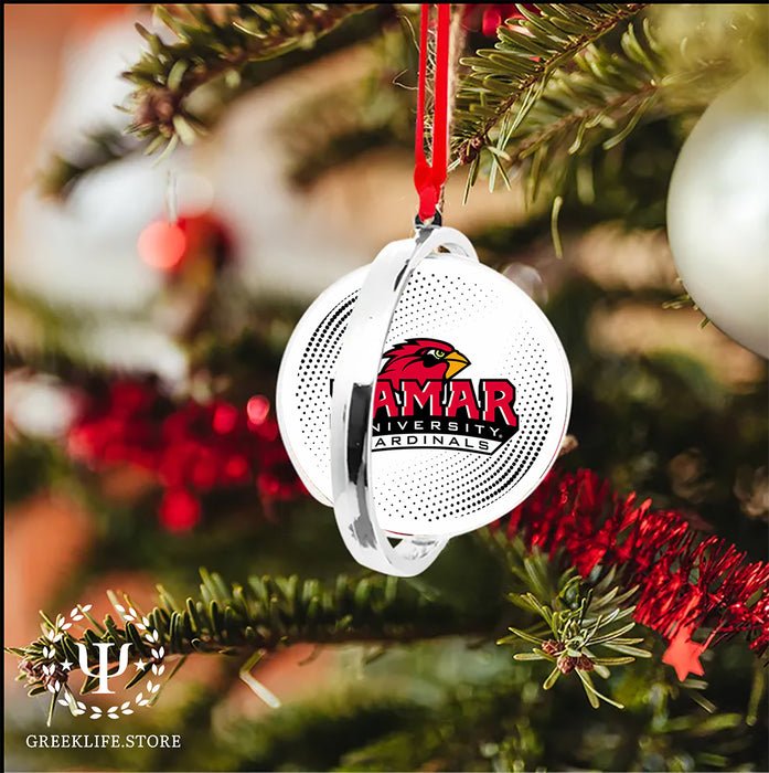 Lamar University Christmas Reversible Flat Round Ornament
