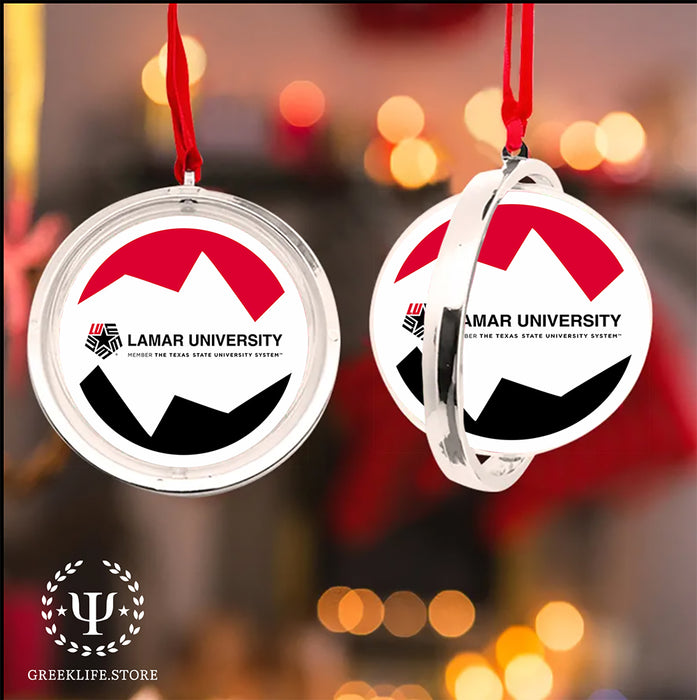 Lamar University Christmas Reversible Flat Round Ornament