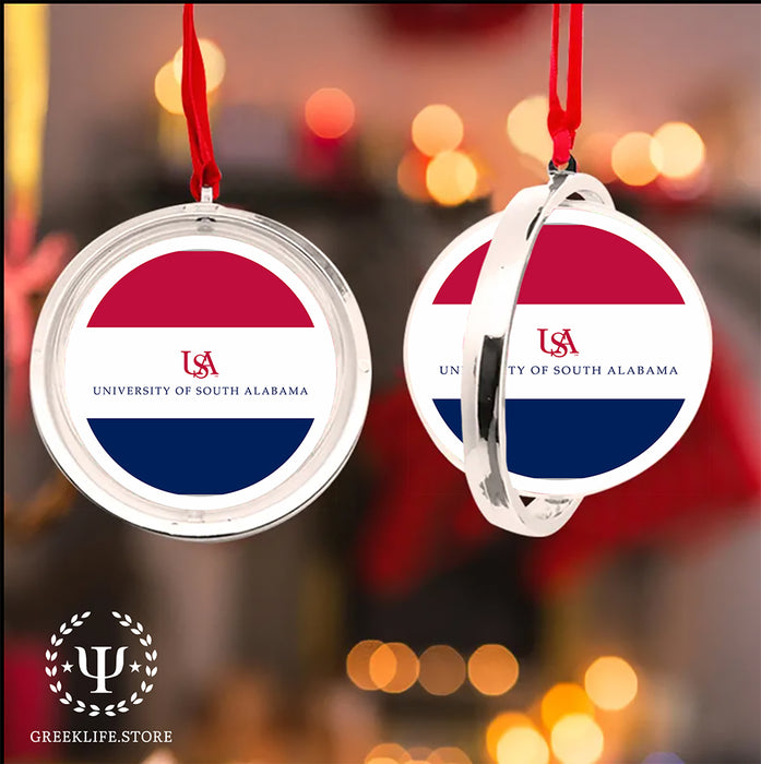 University of South Alabama Christmas Reversible Flat Round Ornament