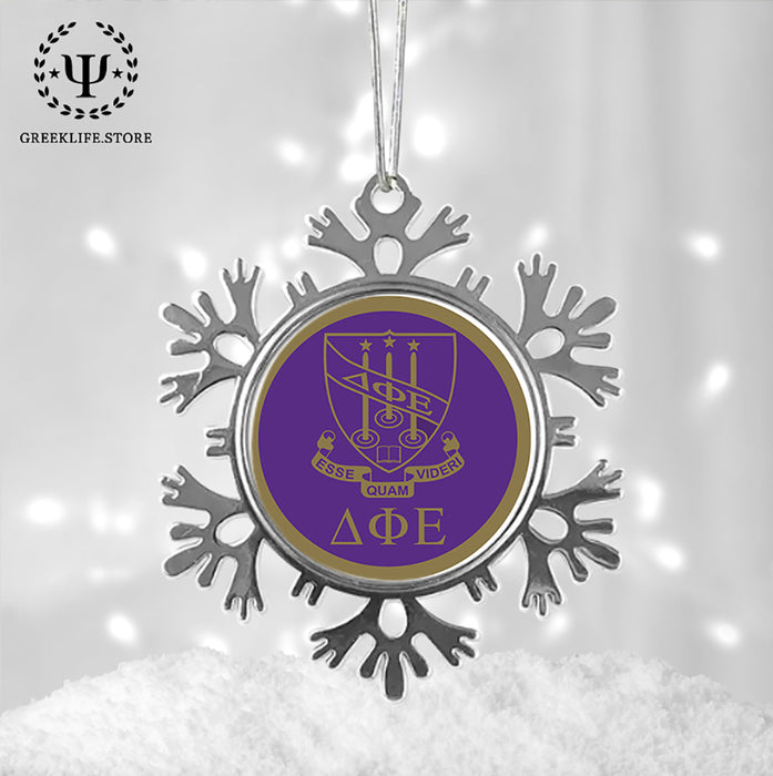 Delta Phi Epsilon Christmas Ornament - Snowflake Metal