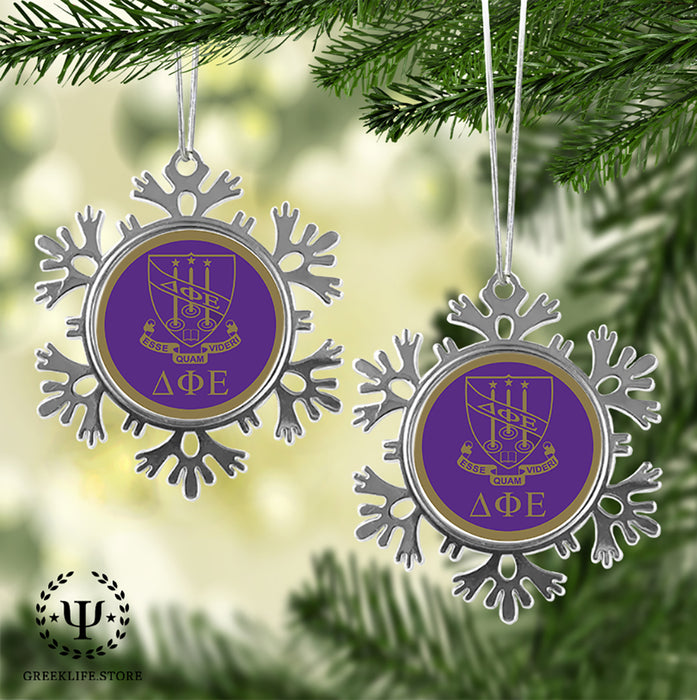 Delta Phi Epsilon Christmas Ornament - Snowflake Metal