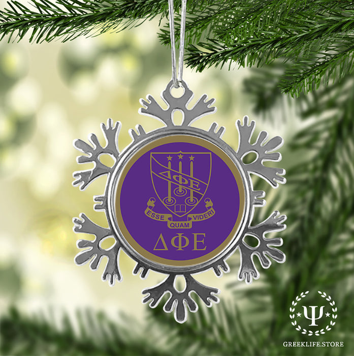 Delta Phi Epsilon Christmas Ornament - Snowflake Metal