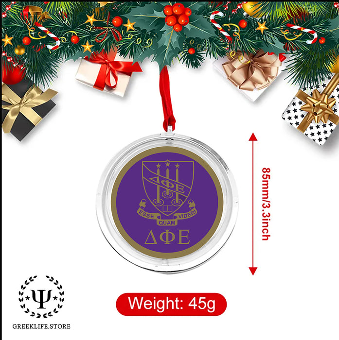 Delta Phi Epsilon Christmas Reversible Flat Round Ornament