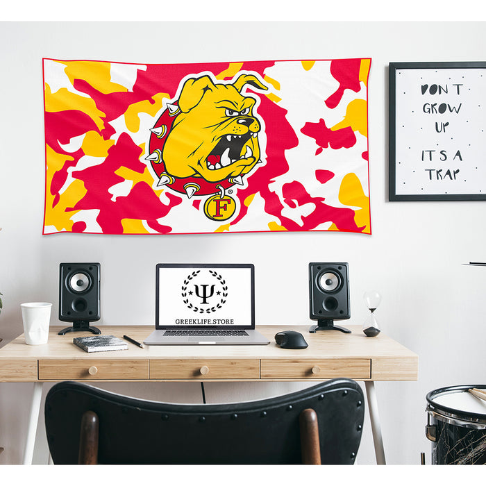 Ferris State University Flag 2×3 ft and 3×5 ft — Officially Licensed, 150D Polyester, Fade-Resistant, Ready to Hang