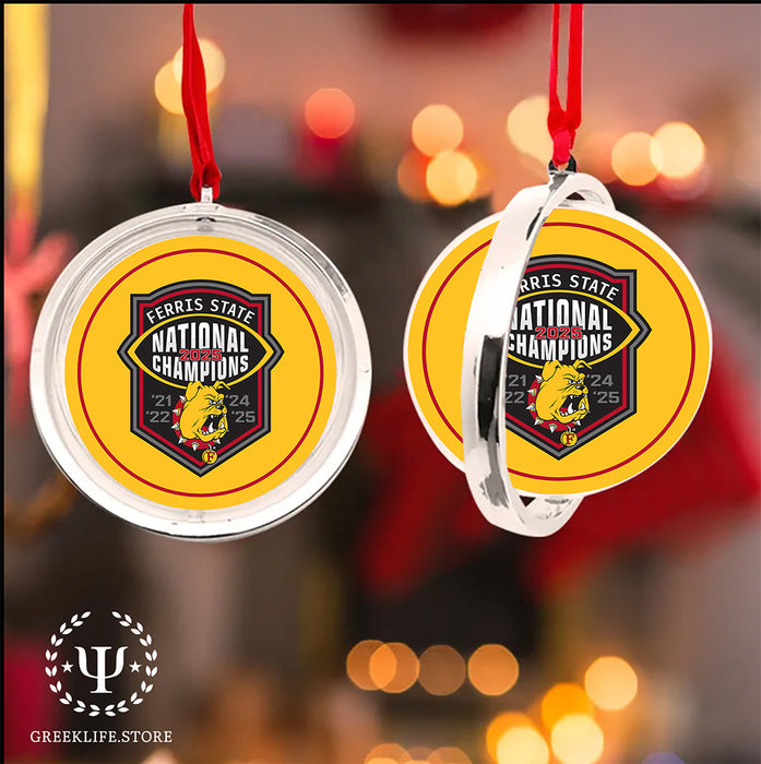 Ferris State University Christmas Reversible Flat Round Ornament