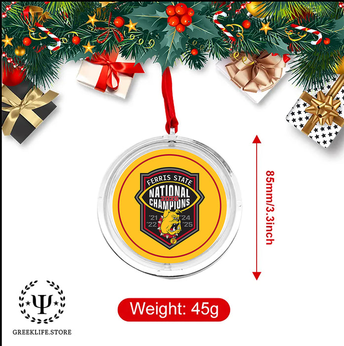 Ferris State University Christmas Reversible Flat Round Ornament