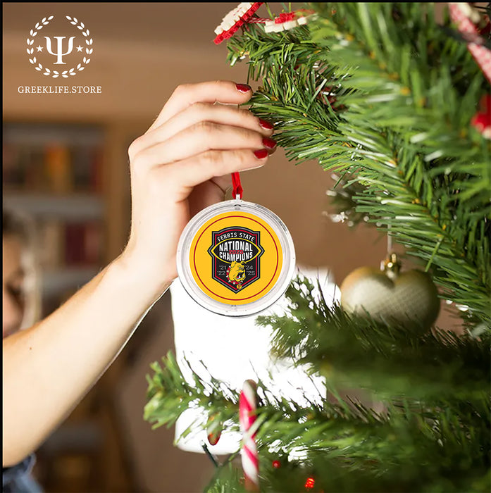Ferris State University Christmas Reversible Flat Round Ornament