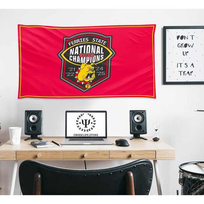 Ferris State University Flag 2×3 ft and 3×5 ft — Officially Licensed, 150D Polyester, Fade-Resistant, Ready to Hang