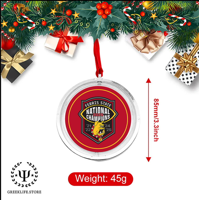 Ferris State University Christmas Reversible Flat Round Ornament