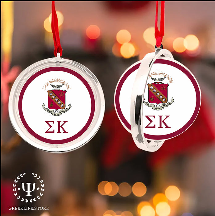 Sigma Kappa Christmas Reversible Flat Round Ornament
