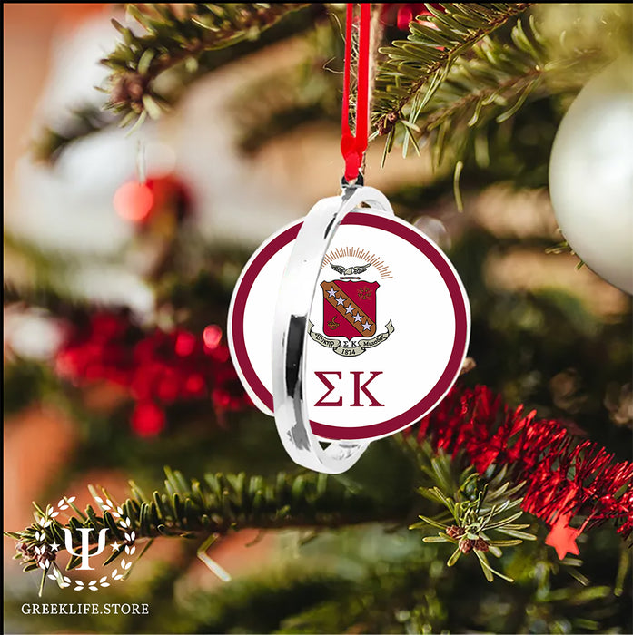 Sigma Kappa Christmas Reversible Flat Round Ornament