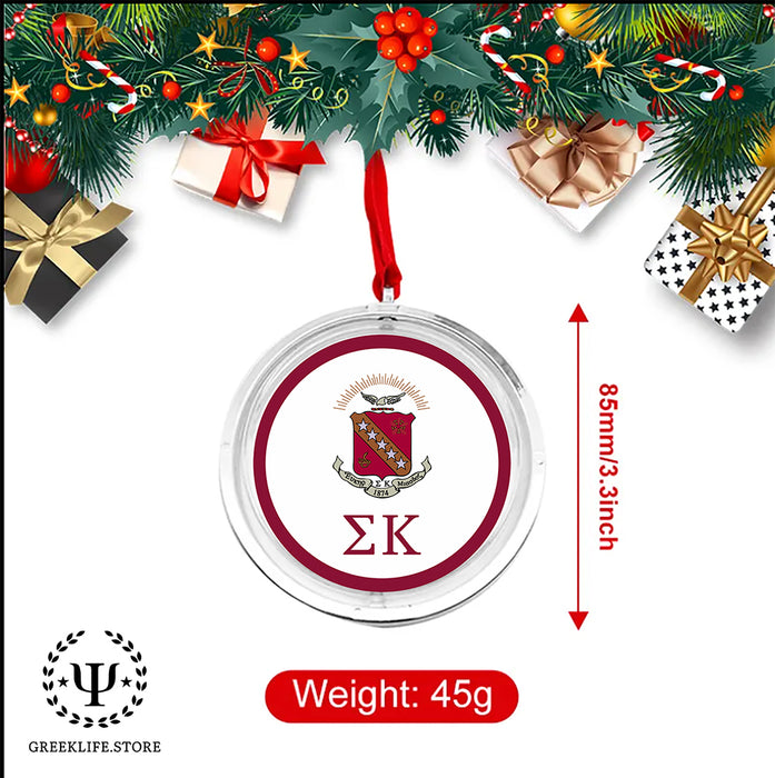 Sigma Kappa Christmas Reversible Flat Round Ornament
