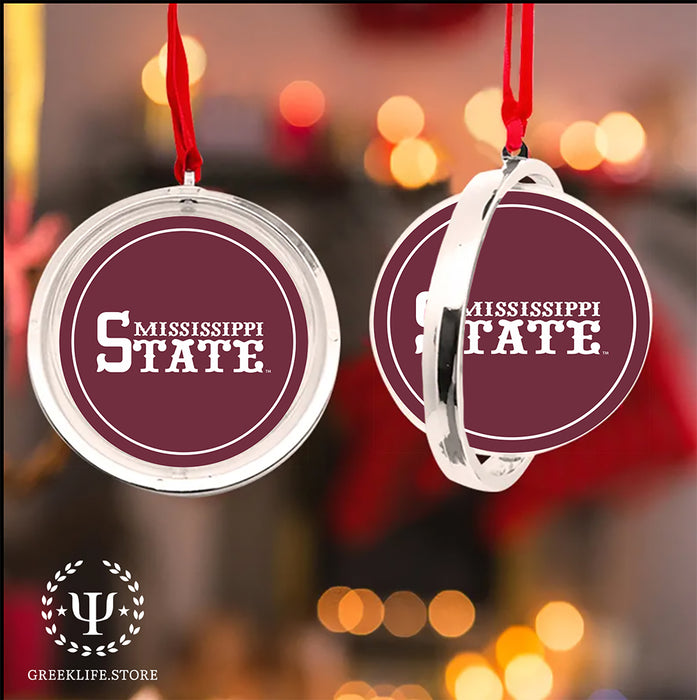 Mississippi State University Christmas Reversible Flat Round Ornament