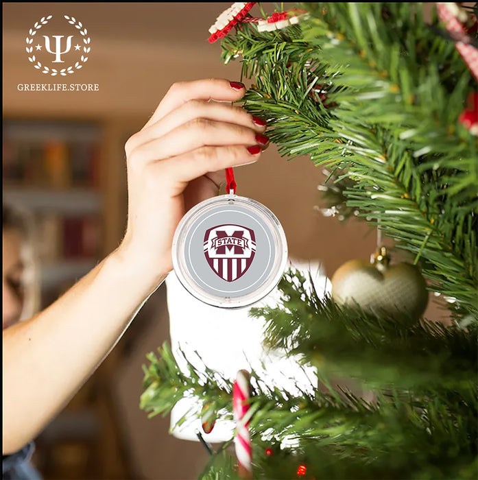 Mississippi State University Christmas Reversible Flat Round Ornament