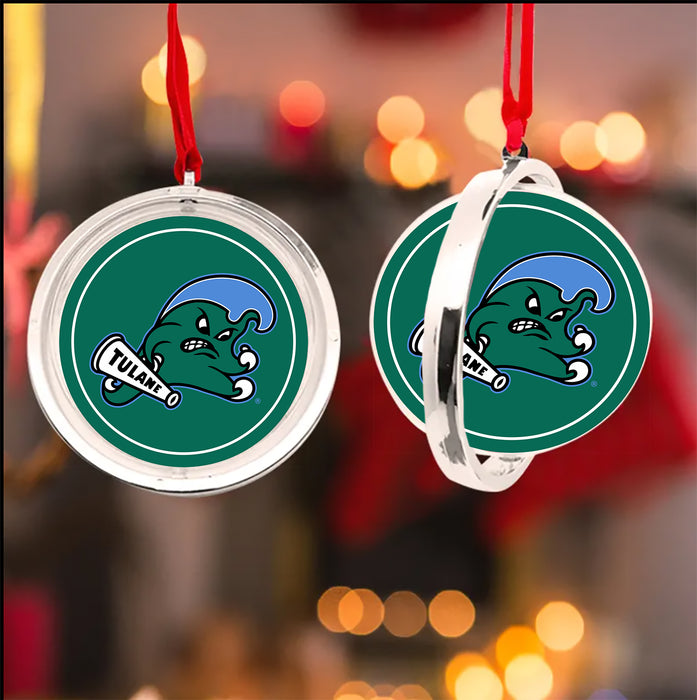 Tulane University Christmas Reversible Flat Round Ornament