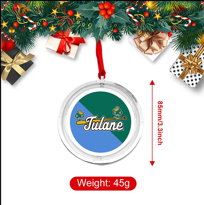 Tulane University Christmas Reversible Flat Round Ornament