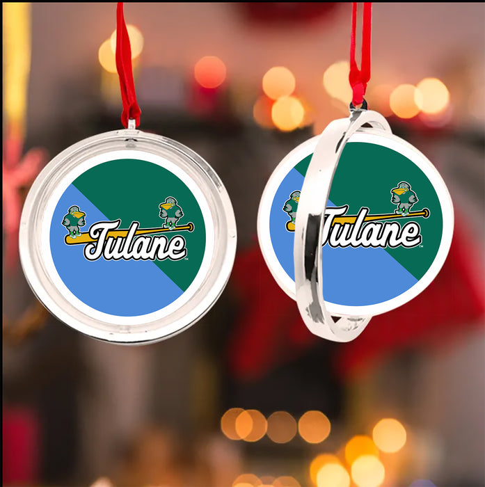 Tulane University Christmas Reversible Flat Round Ornament