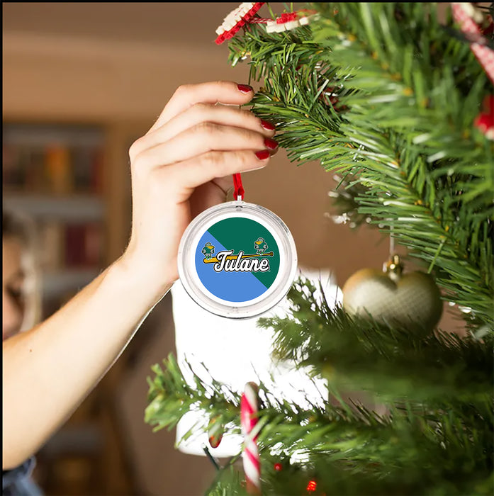 Tulane University Christmas Reversible Flat Round Ornament