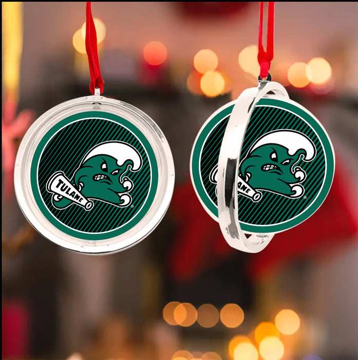Tulane University Christmas Reversible Flat Round Ornament