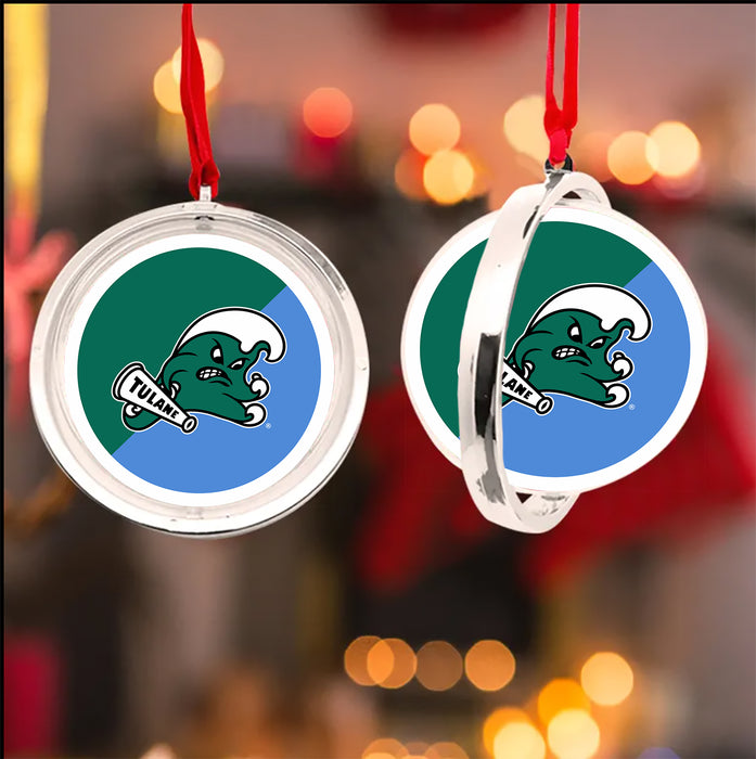 Tulane University Christmas Reversible Flat Round Ornament