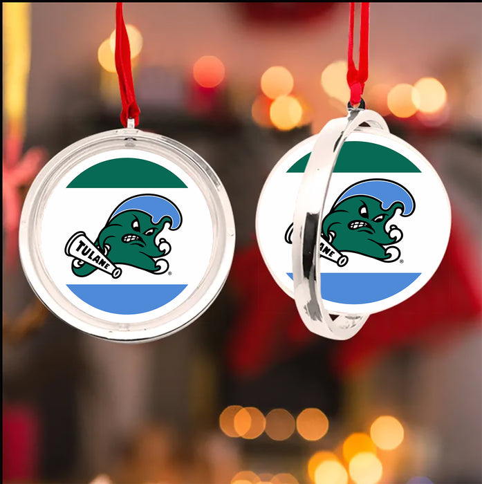 Tulane University Christmas Reversible Flat Round Ornament