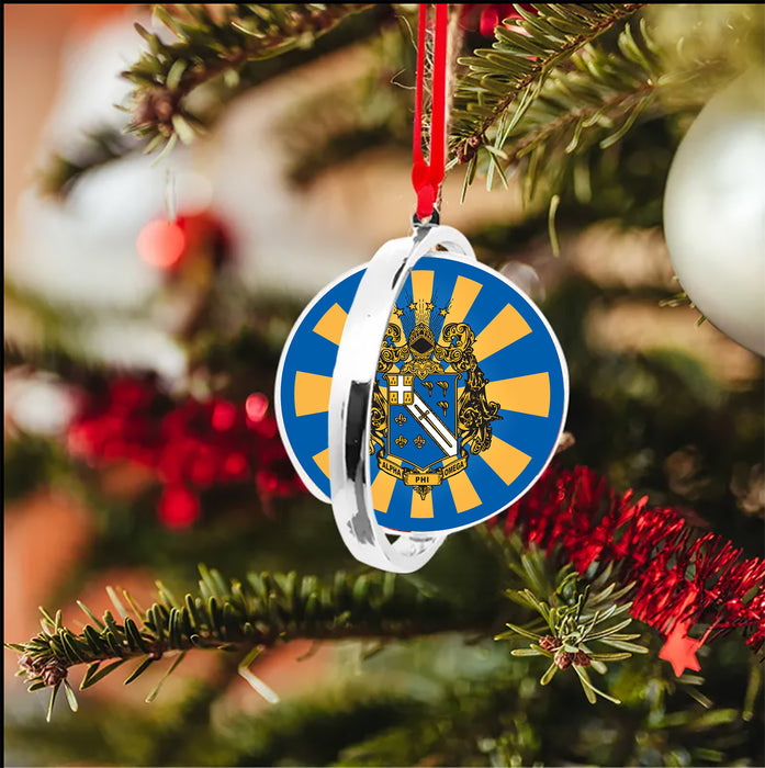 Alpha Phi Omega Christmas Reversible Flat Round Ornament