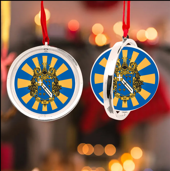Alpha Phi Omega Christmas Reversible Flat Round Ornament
