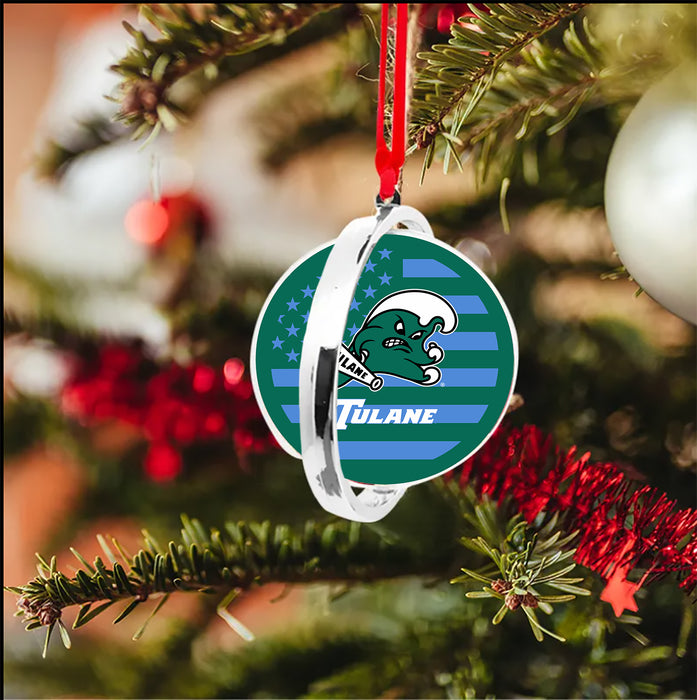Tulane University Christmas Reversible Flat Round Ornament
